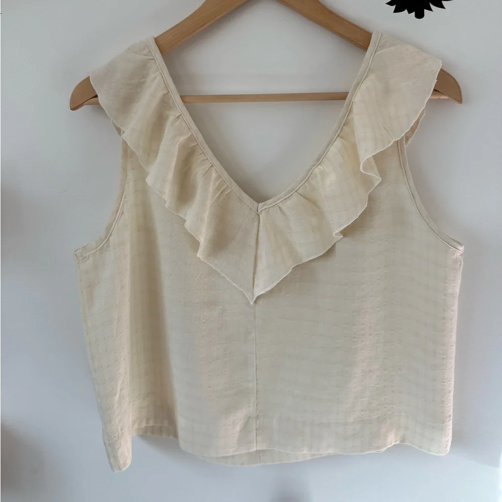 NWT Rylee + Cru Women’s Ruffled Crop Top / Ivory - Picture 2 of 8